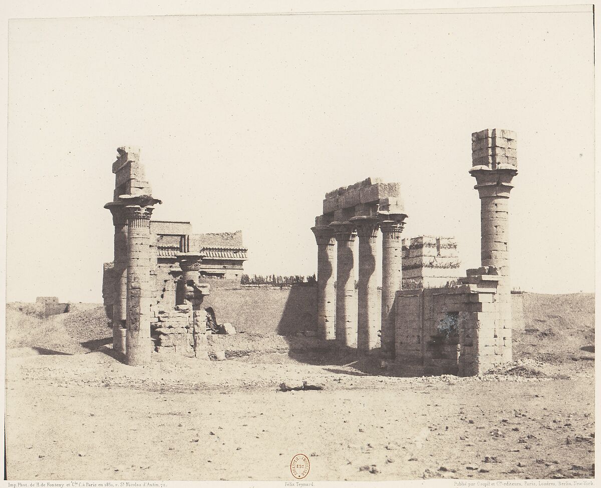 Erment (Hermonthis), Vue Générale des Ruines -Temple et Mammisi, Félix Teynard (French, 1817–1892), Salted paper print from paper negative 