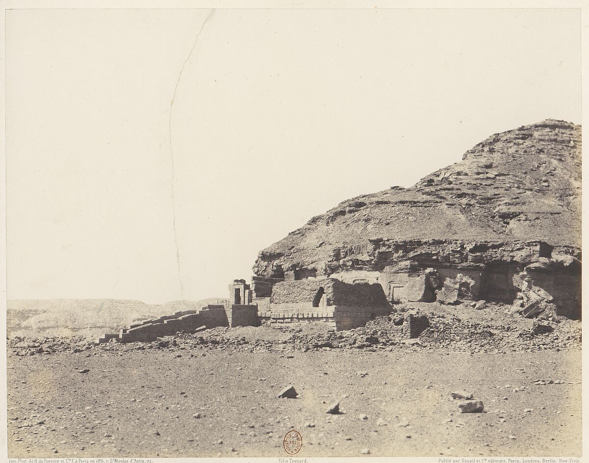 El-Kab (Éléthya), Vue Générale de l'Hémi-Spéos, Félix Teynard (French, 1817–1892), Salted paper print from paper negative 