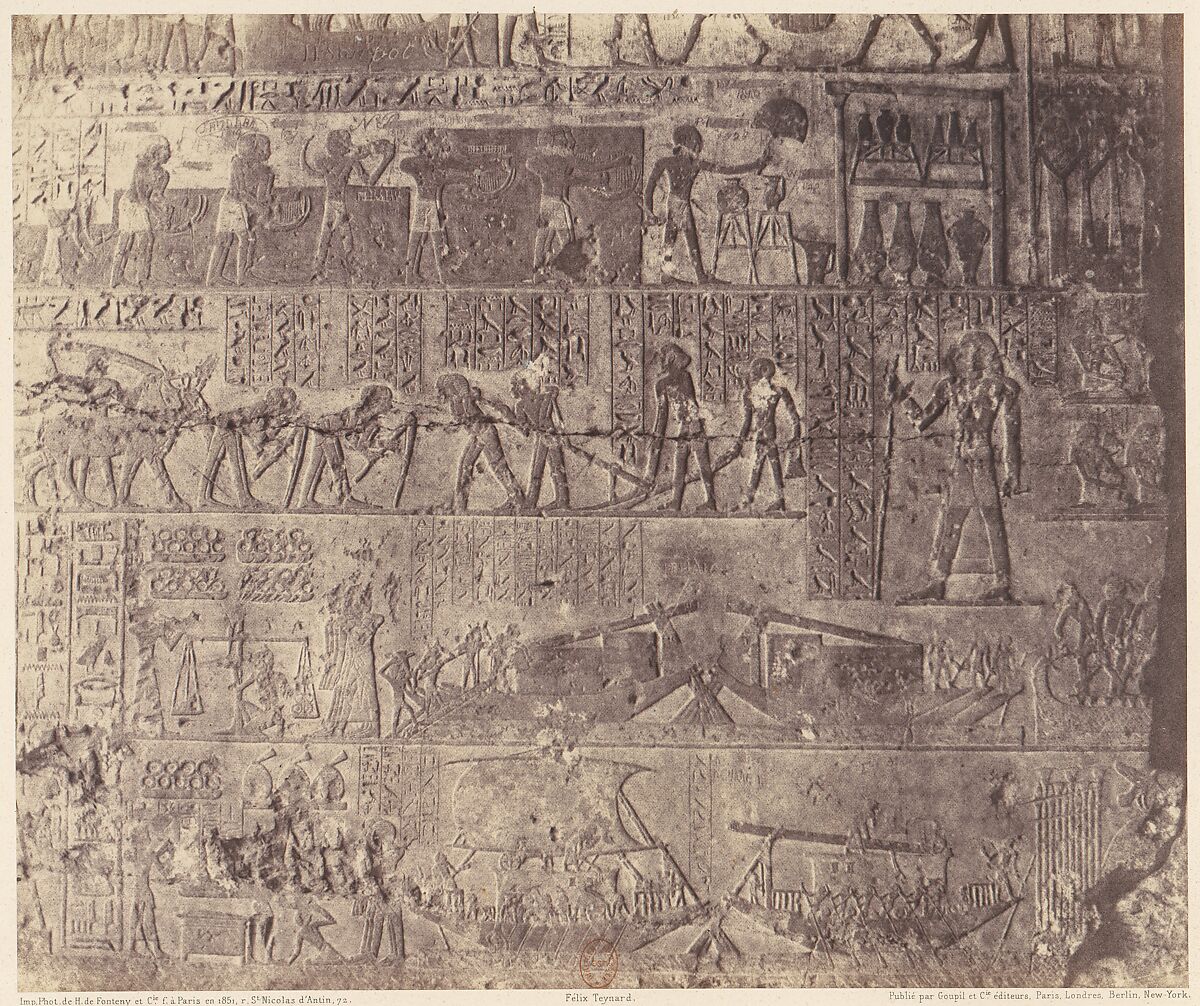 El-Kab (Éléthya), Architecture Hypogéenne - Tombeau de Phapé - Sculptures Pientes, Félix Teynard (French, 1817–1892), Salted paper print from paper negative 
