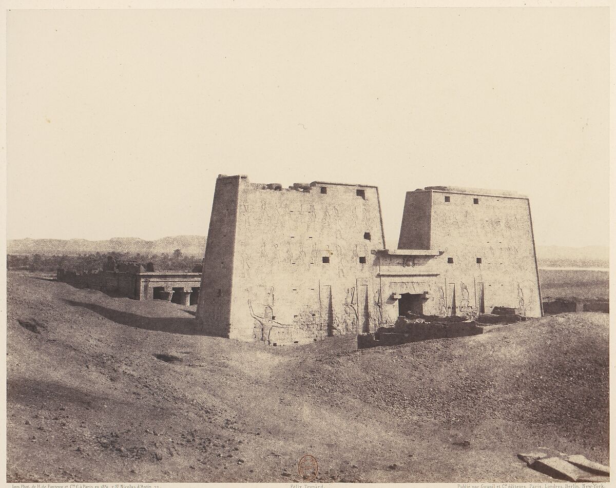 Edfou (Apollonopolis Magna), Vue Générale du Temple, Félix Teynard (French, 1817–1892), Salted paper print from paper negative 