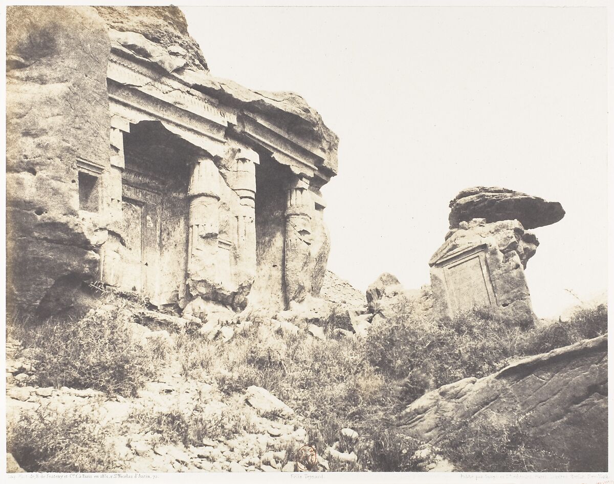 Djébel Selséleh (Silsilis), Steles Architecturales Taillées Dans les Carriéres, Félix Teynard (French, 1817–1892), Salted paper print from paper negative 