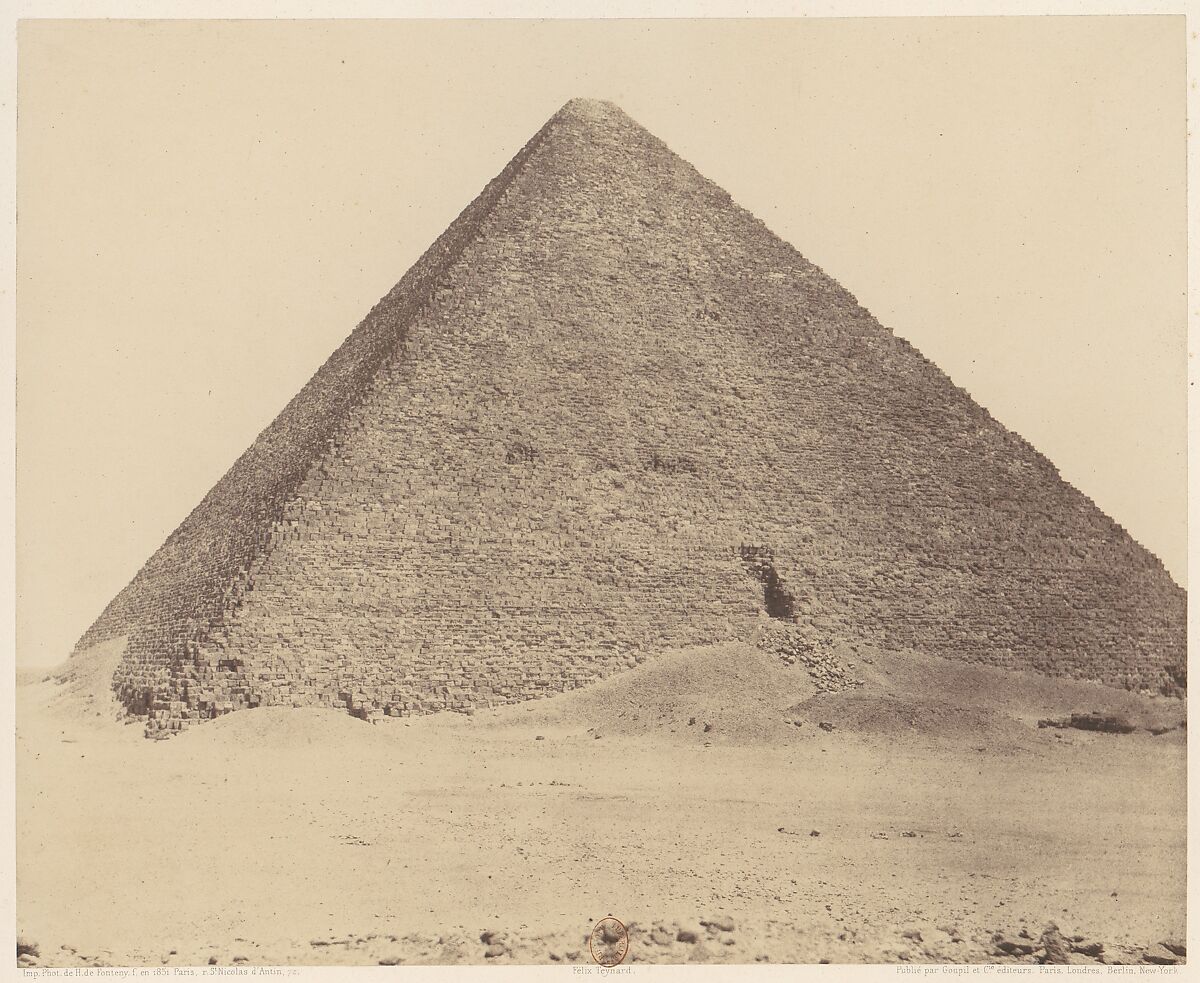 Djîzeh (Nécropole de Memphis), Pyramide de Chéops (Grande Pyramide), Félix Teynard (French, 1817–1892), Salted paper print from paper negative 