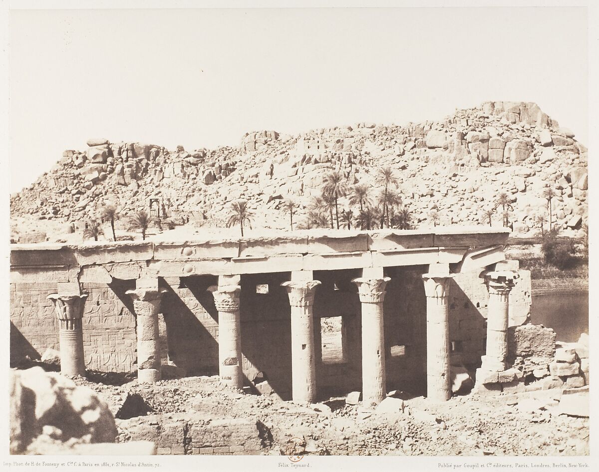 Ile de Fîleh (Philæ), Colonnade Occidentale - Ruines Vues du Point L, Félix Teynard (French, 1817–1892), Salted paper print from paper negative 