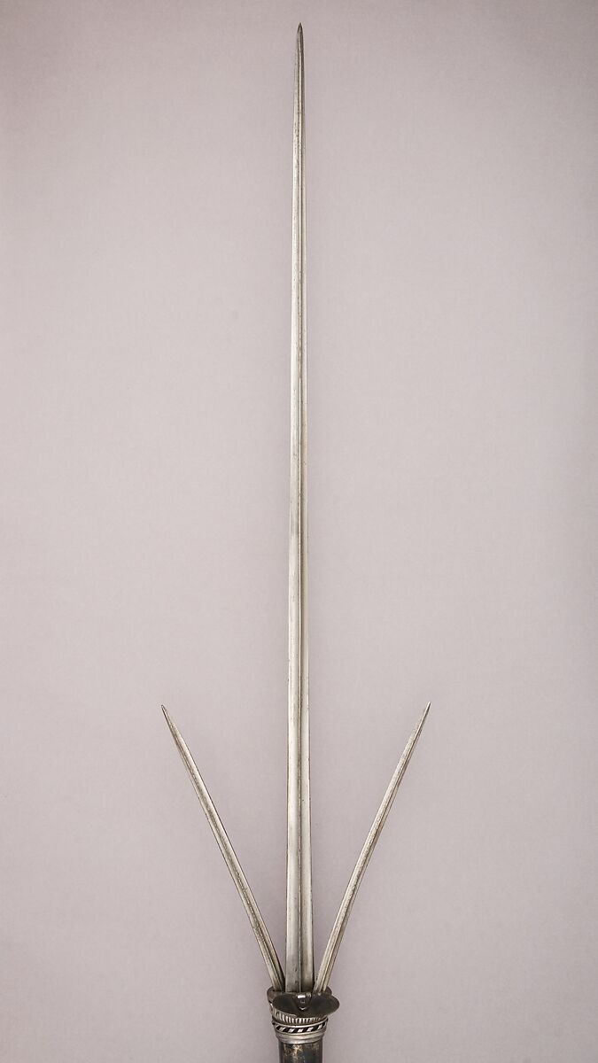 Staff Weapon, Steel, iron, bronze, pigment, Italian