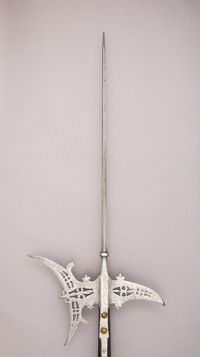 Halberd, Steel, wood (cherry), brass, Italian