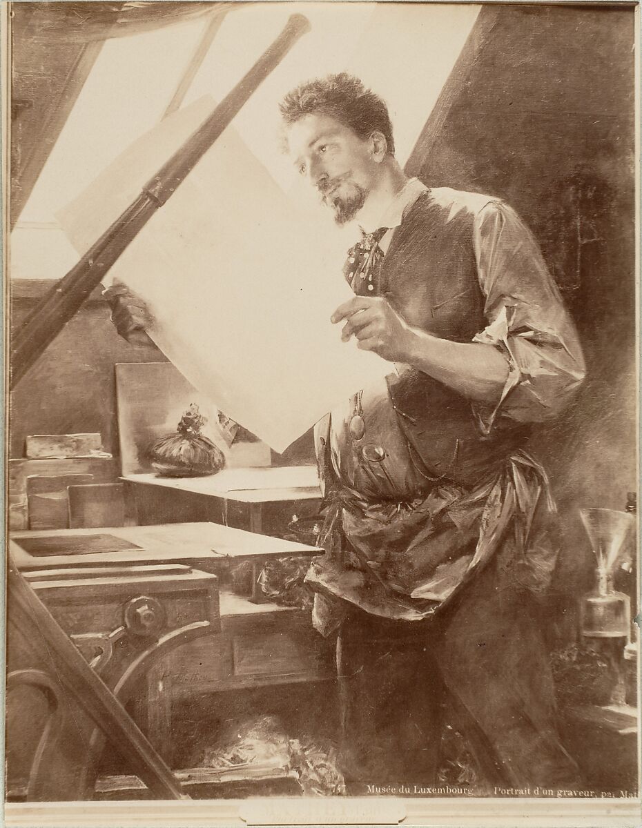 Portrait d'un graveur, Unknown (French), Albumen silver print from glass negative 
