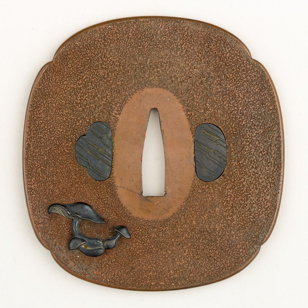 Sword Guard (Tsuba), Brass, copper, shakudō, sentoku, gold, Japanese