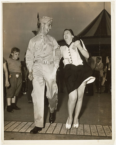 G.I. and Woman at Carnival, Weegee (American (born Austria-Hungary), Złoczów (Zolochiv, Ukraine) 1899–1968 New York), Gelatin silver print 