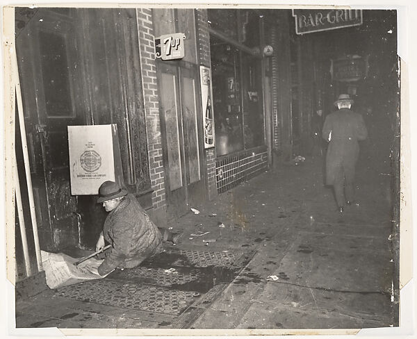 Tramp on Lower East Side, Weegee (American (born Austria-Hungary), Złoczów (Zolochiv, Ukraine) 1899–1968 New York), Gelatin silver print 