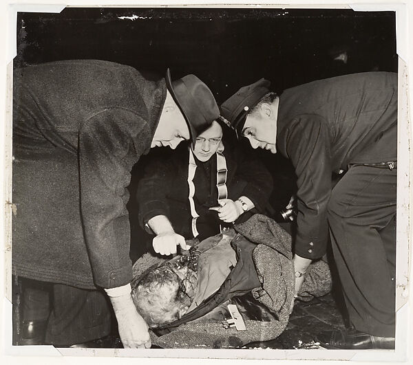 Tramp on Lower East Side Receiving the Last Rites, Weegee (American (born Austria-Hungary), Złoczów (Zolochiv, Ukraine) 1899–1968 New York), Gelatin silver print 