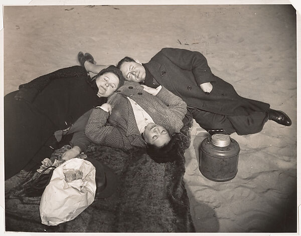Coney Island Sunbathers, Weegee (American (born Austria-Hungary), Złoczów (Zolochiv, Ukraine) 1899–1968 New York), Gelatin silver print 