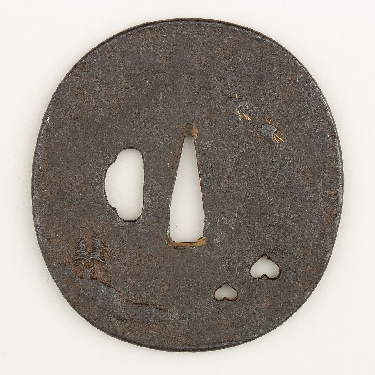 Sword Guard (Tsuba), Iron, gold, brass, Japanese