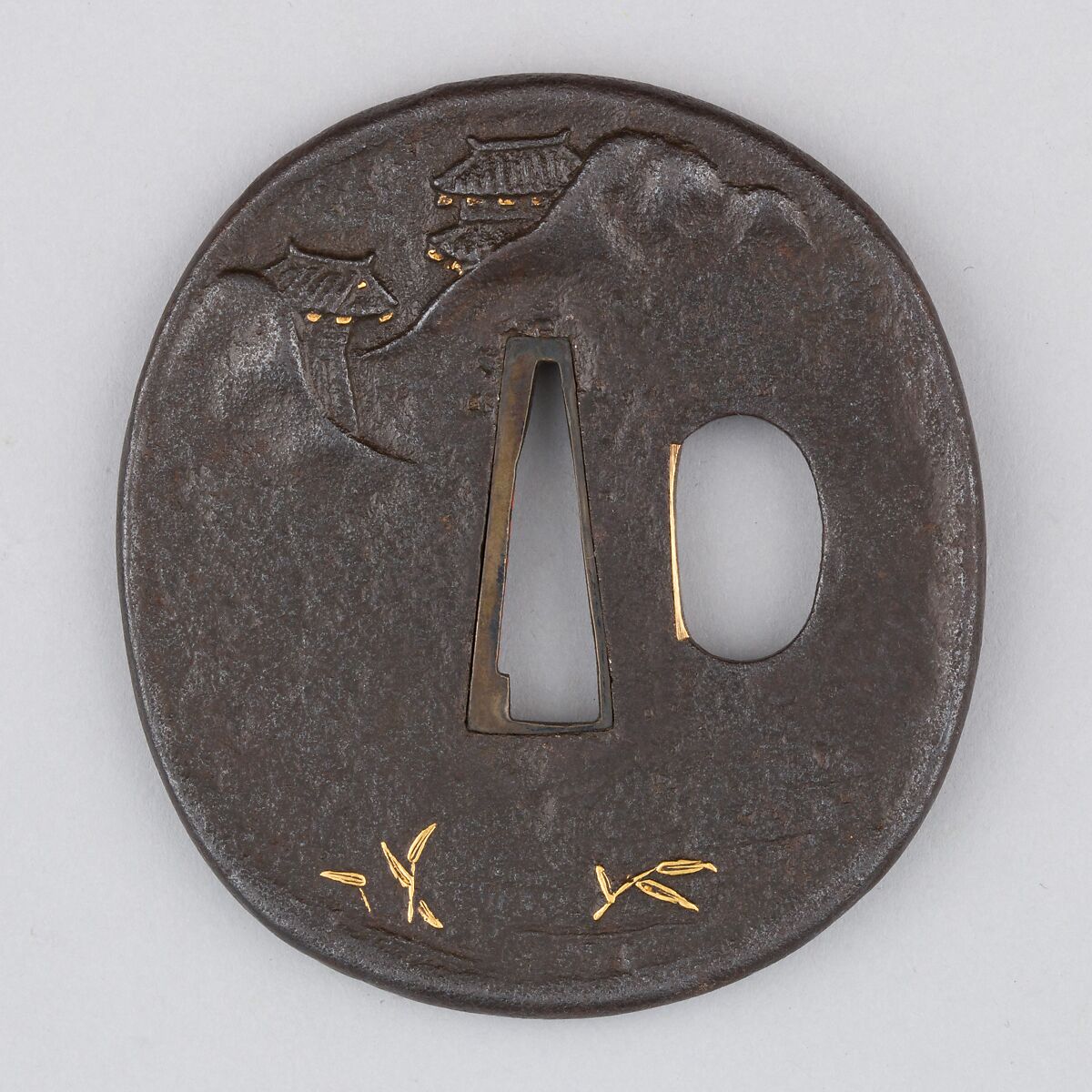 Sword Guard (Tsuba), Iron, gold, silver, copper, Japanese