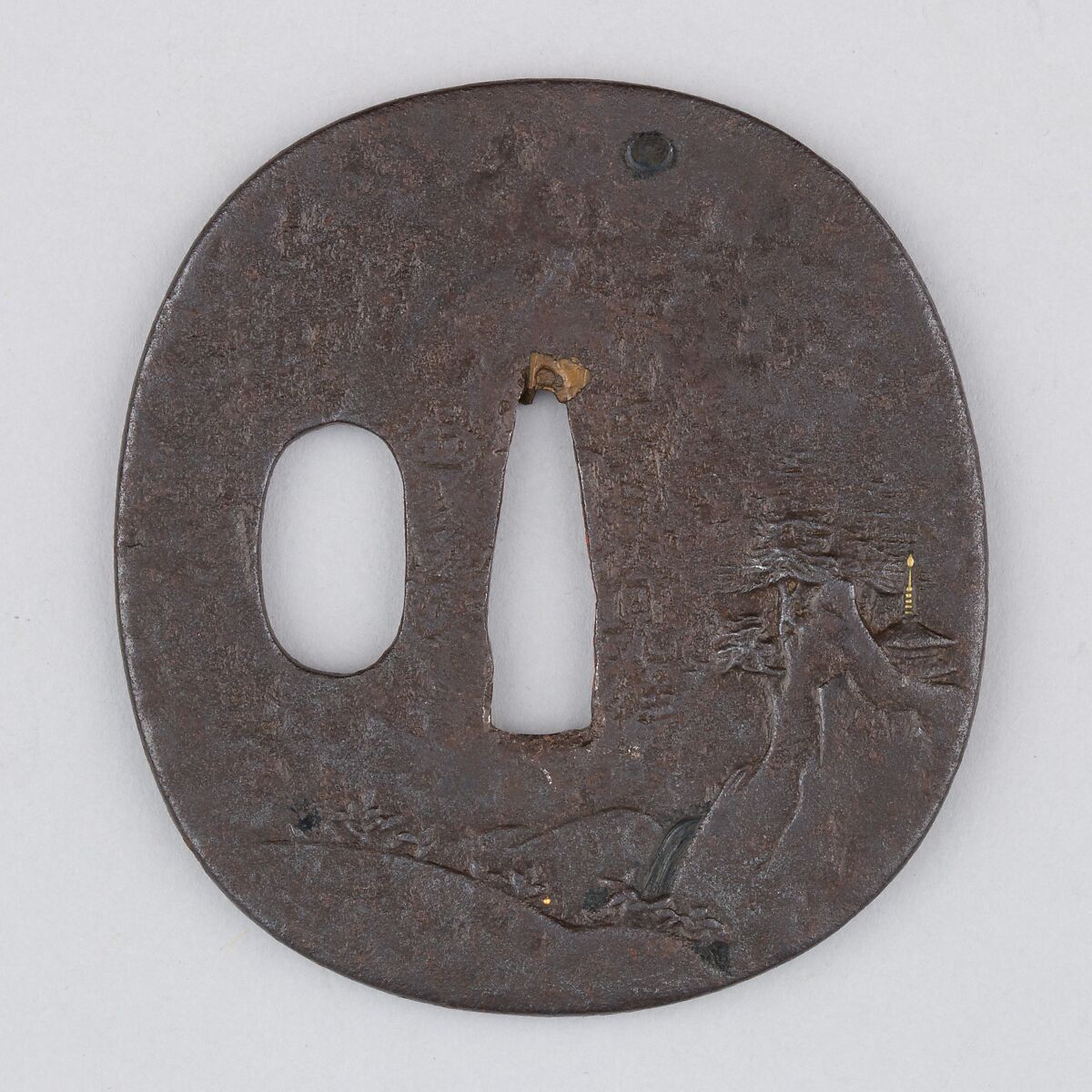Sword Guard (Tsuba), Iron, gold, silver, copper, Japanese