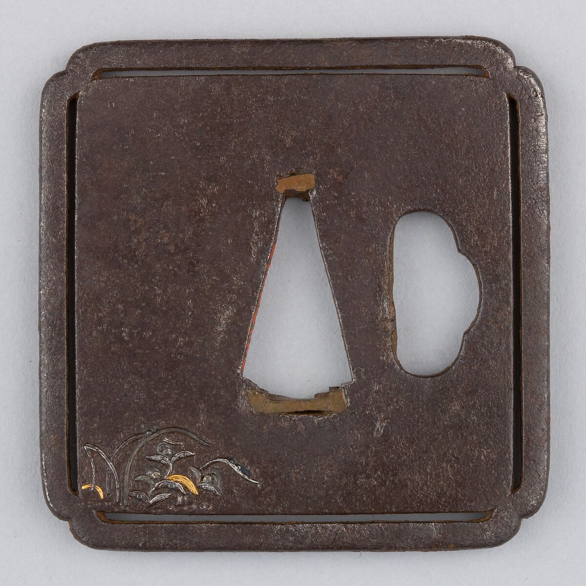 Sword Guard (Tsuba), Iron, gold, silver, copper, Japanese