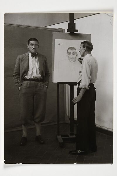 Der Maler Heinrich Hoerle portraitiert den Boxer Hein Domgörgen, August Sander (German, 1876–1964), Gelatin silver print 