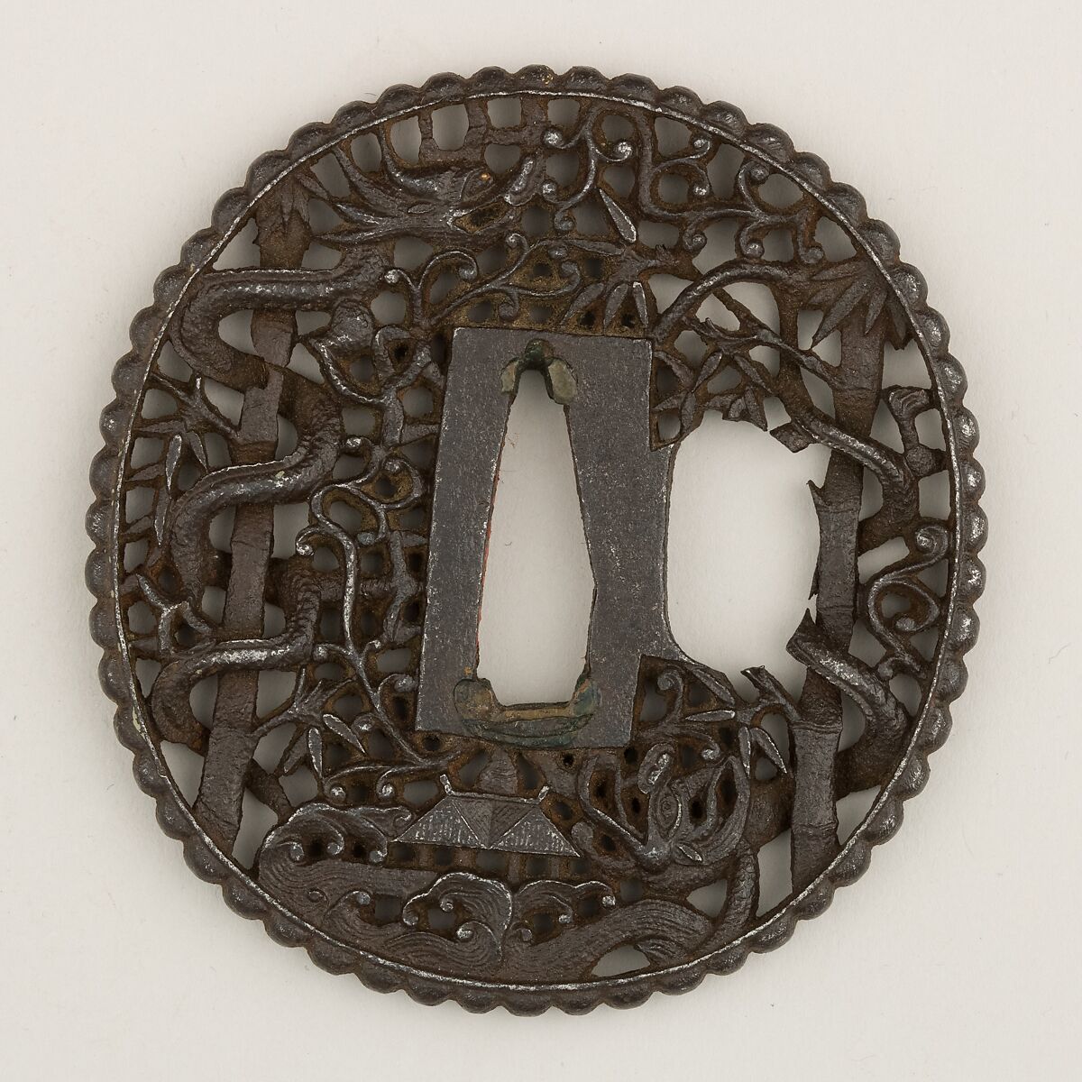 Sword Guard (Tsuba), Iron, copper, Japanese 