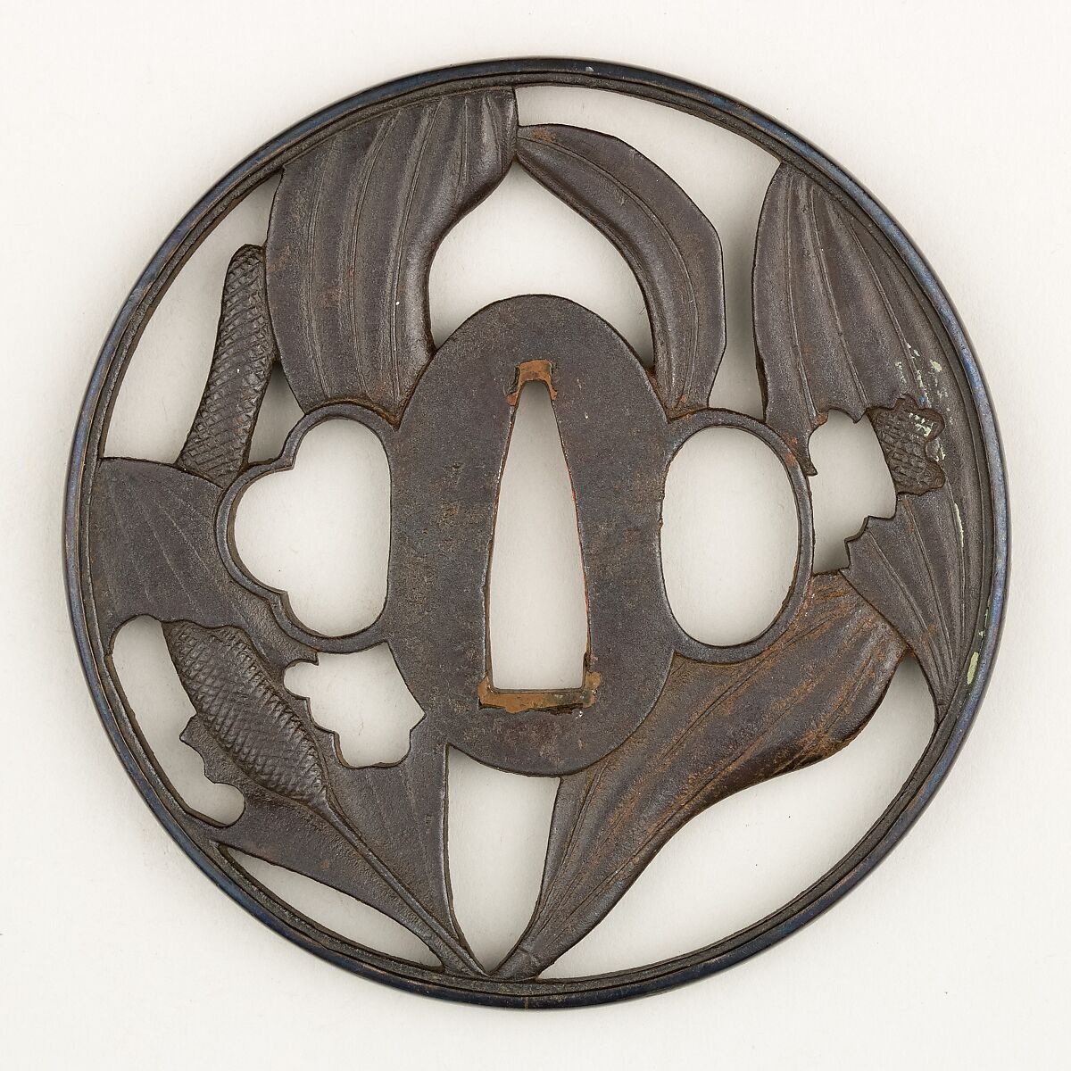 Sword Guard (Tsuba), Iron, copper, Japanese 