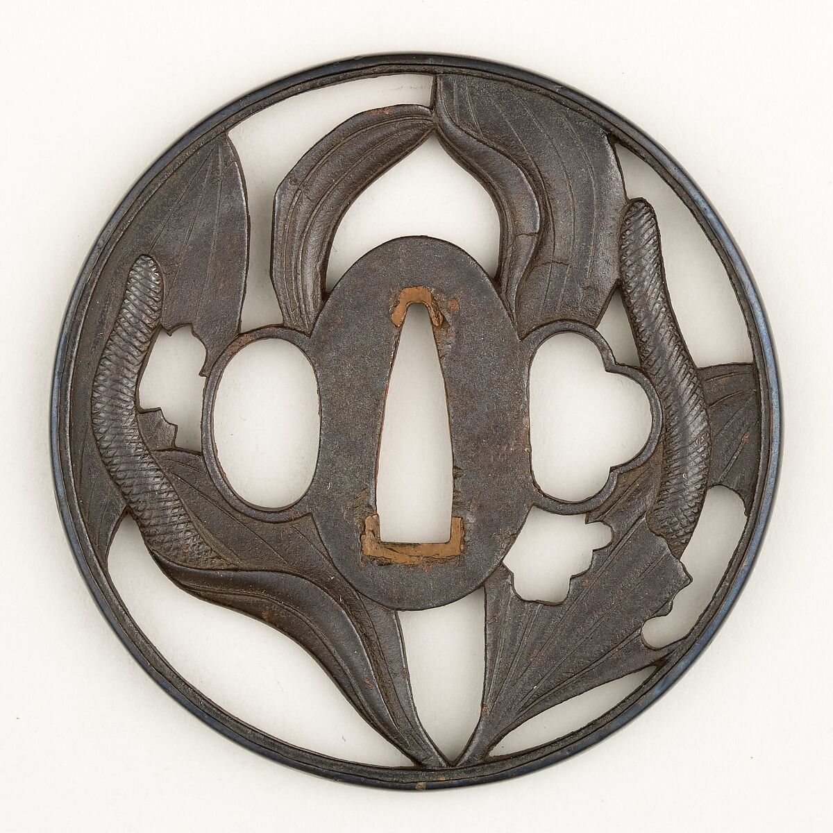 Sword Guard (Tsuba), Iron, copper, Japanese