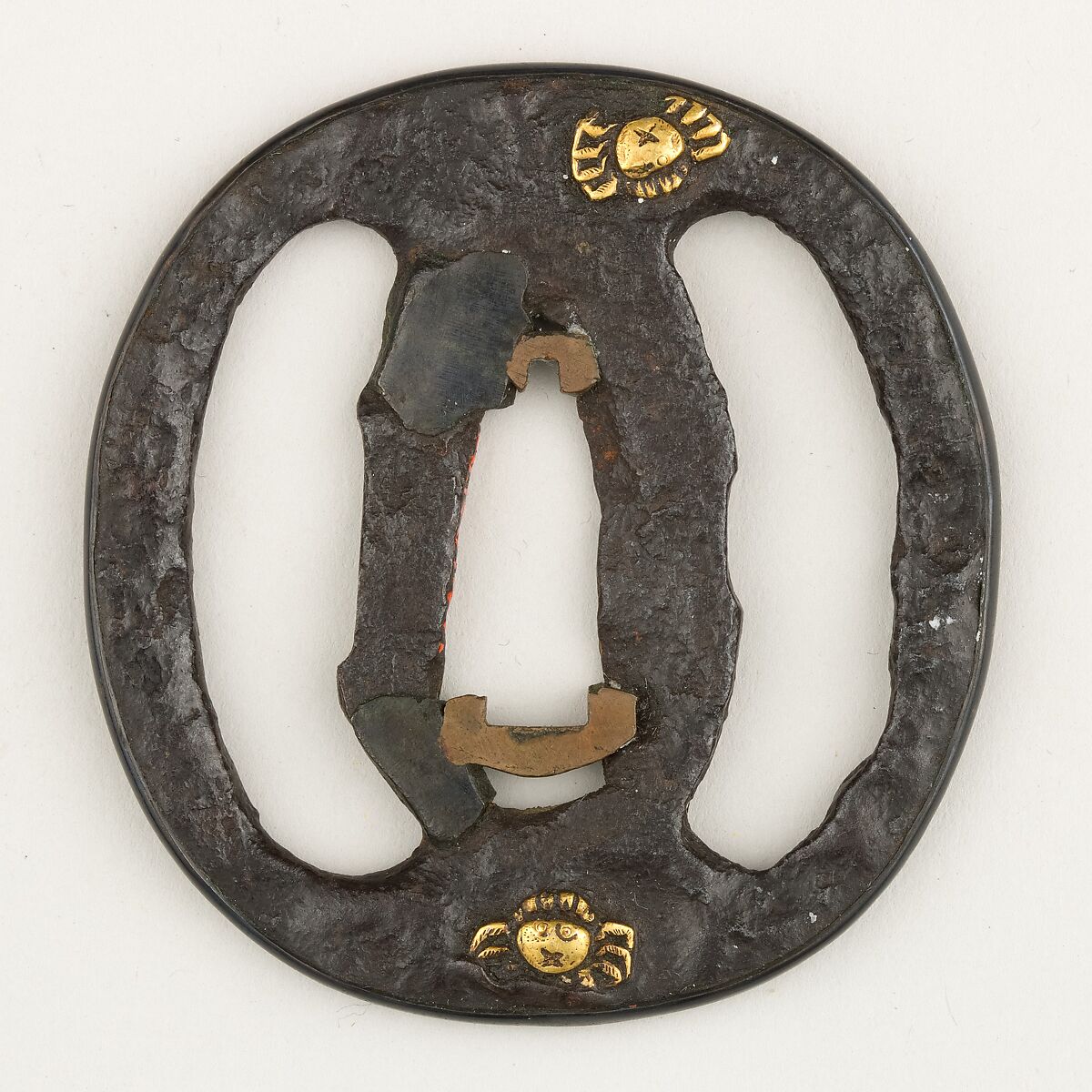 Sword Guard (Tsuba), Iron, gold, Japanese 