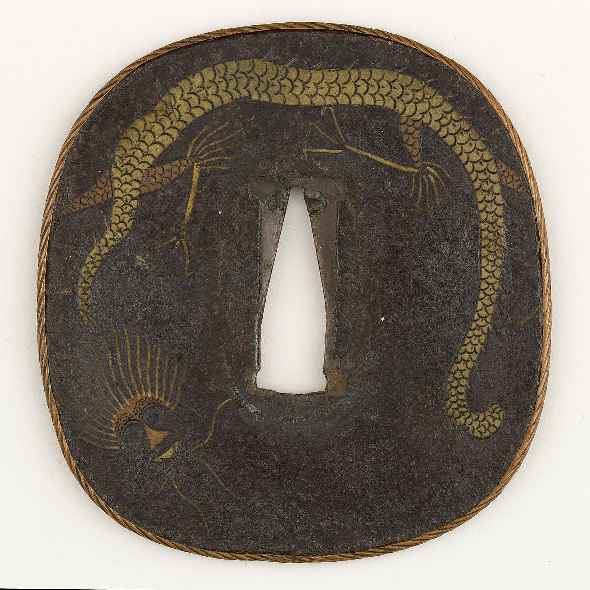 Sword Guard (Tsuba), Iron, brass, copper, Japanese 