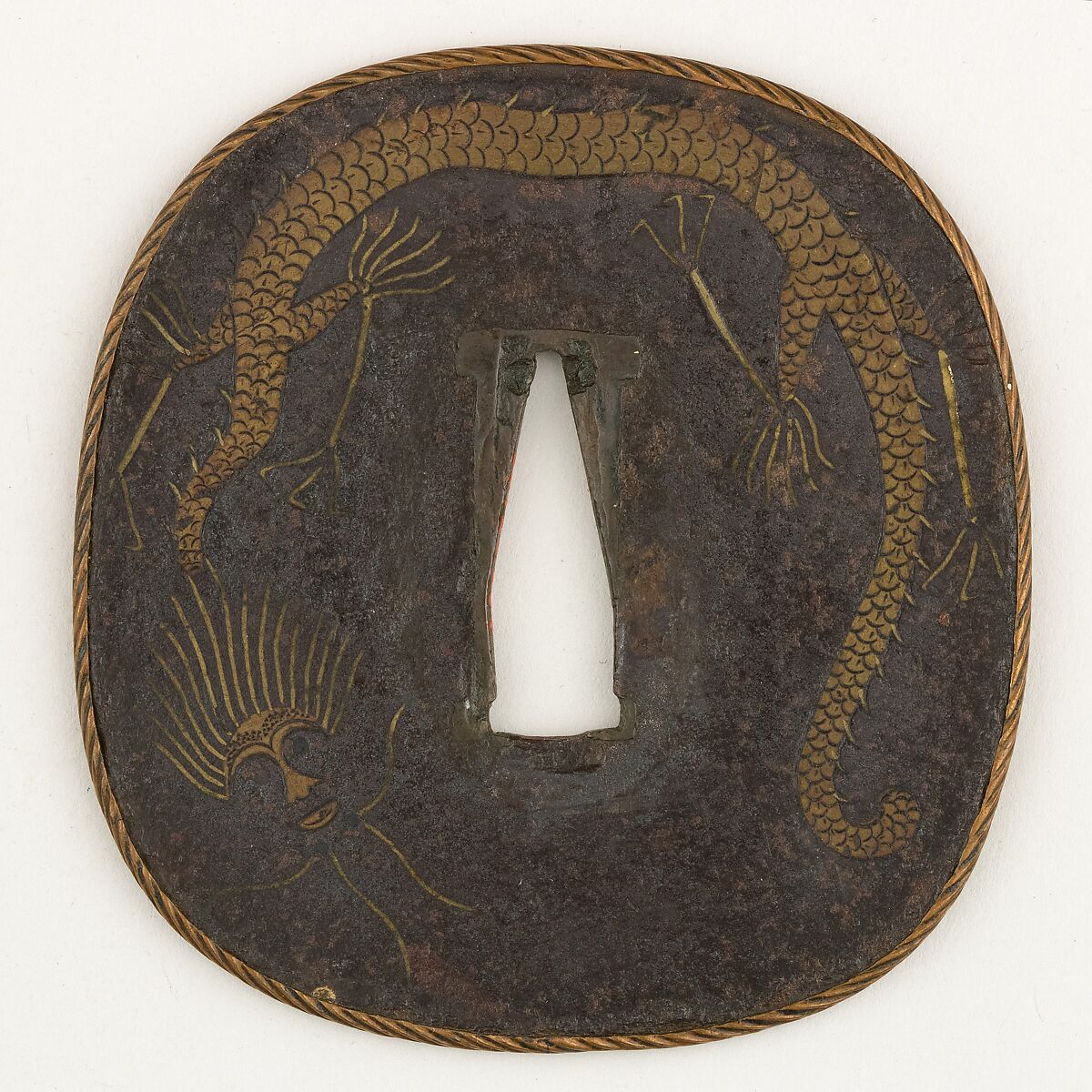 Sword Guard (Tsuba), Iron, brass, copper, Japanese