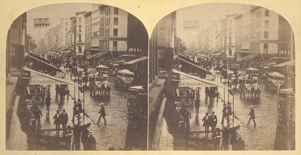 Broadway on a Rainy Day, Edward Anthony (American, 1818–1888), Albumen silver print 