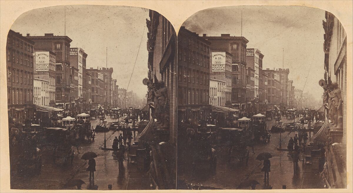 [Broadway in the Rain, likely taken from 308 or 310 Broadway, New York City]