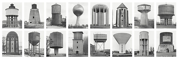 Water Towers, Bernd and Hilla Becher (German, active 1959–2007), Gelatin silver prints 