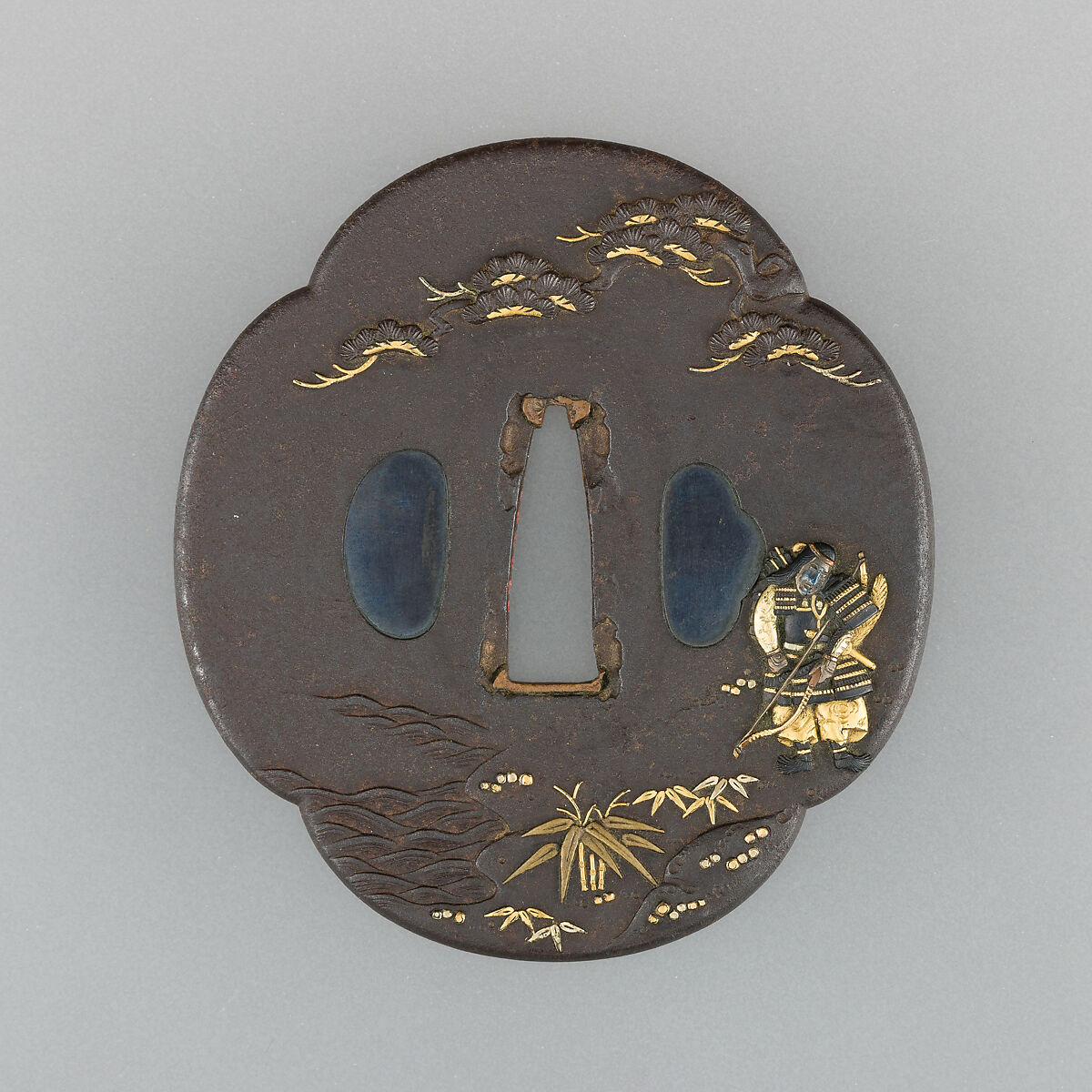 Sword Guard (Tsuba), Iron, gold, silver, copper-gold alloy (shakudō), copper, brass, Japanese 