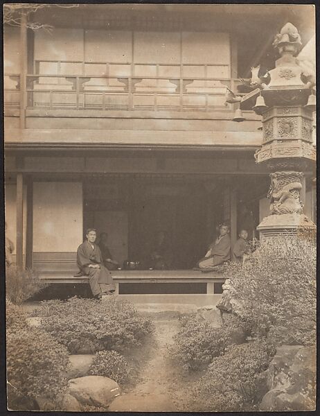 [Young Men Sitting on Porch, Japan], Adolf de Meyer (American (born France), Paris 1868–1946 Los Angeles, California), Gelatin silver print 