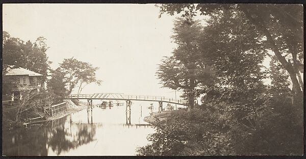 [View of a Bridge leading to a House over a Body of Water], Adolf de Meyer (American (born France), Paris 1868–1946 Los Angeles, California), Gelatin silver print 
