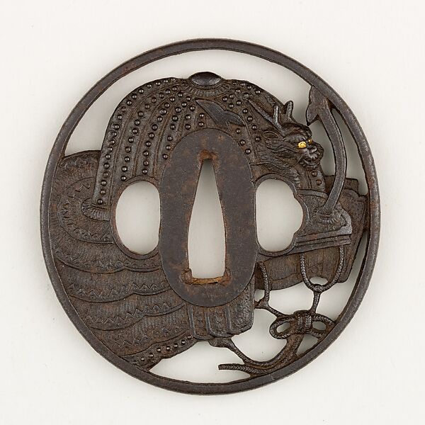 Sword Guard (Tsuba), Iron, gold, copper, Japanese 