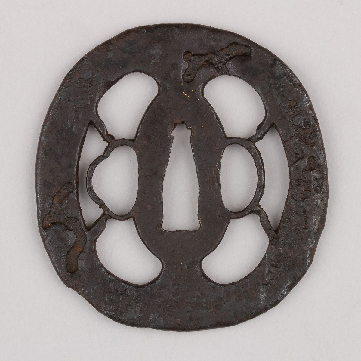 Sword Guard (Tsuba), Iron, gold, copper, Japanese 