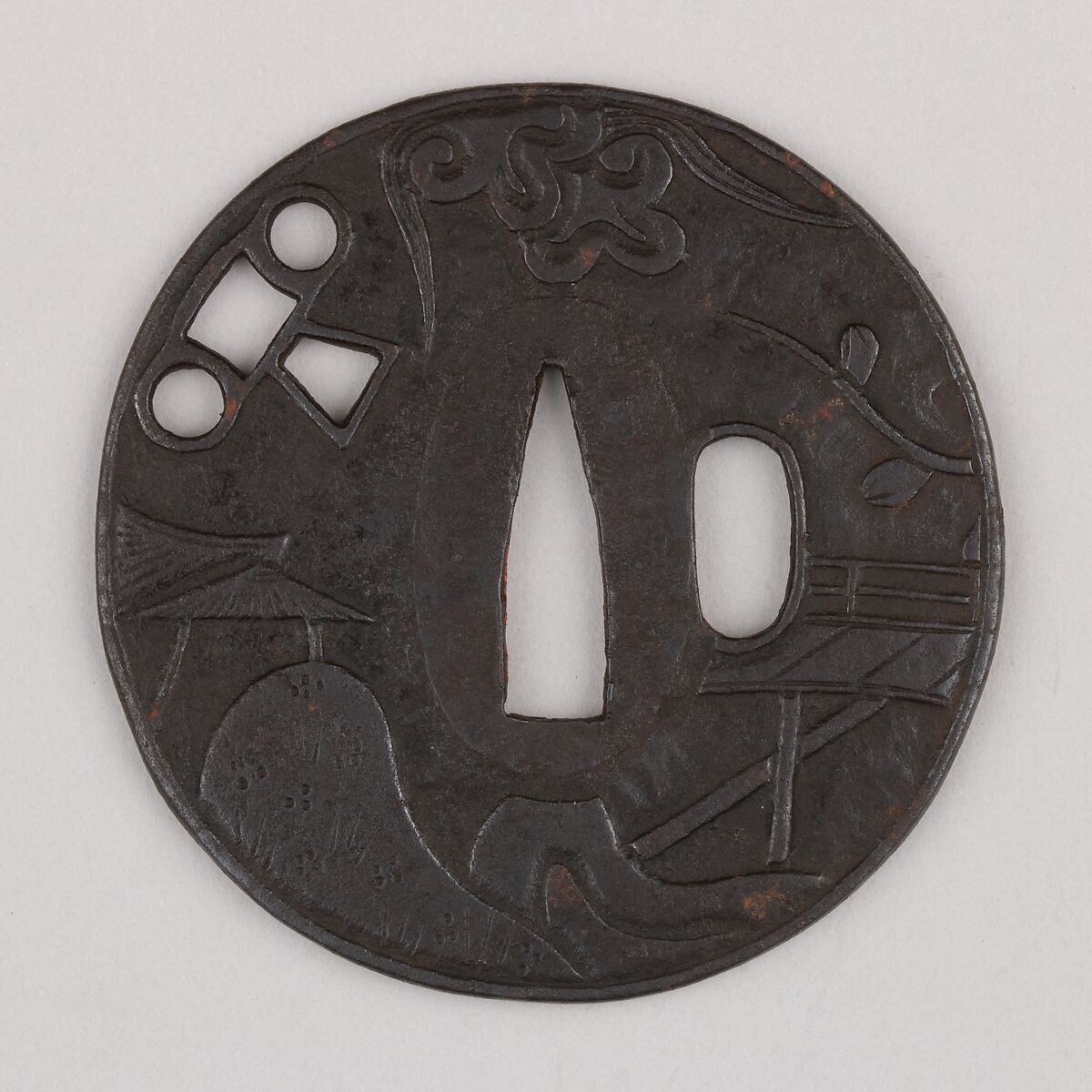 Sword Guard (Tsuba), Iron, copper, Japanese