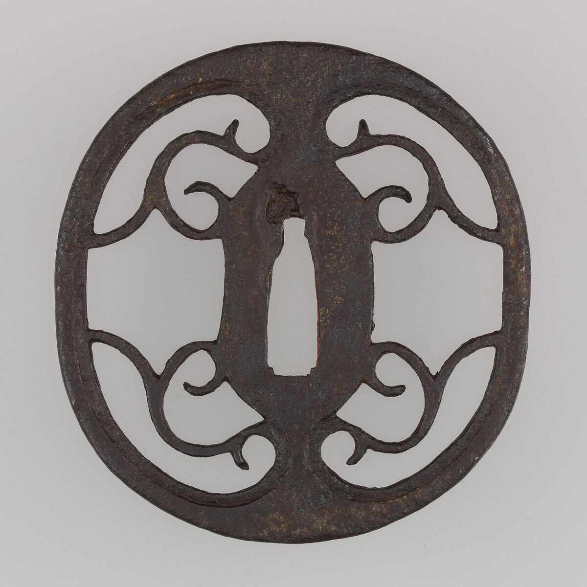 Sword Guard (Tsuba), Iron, copper, Japanese 