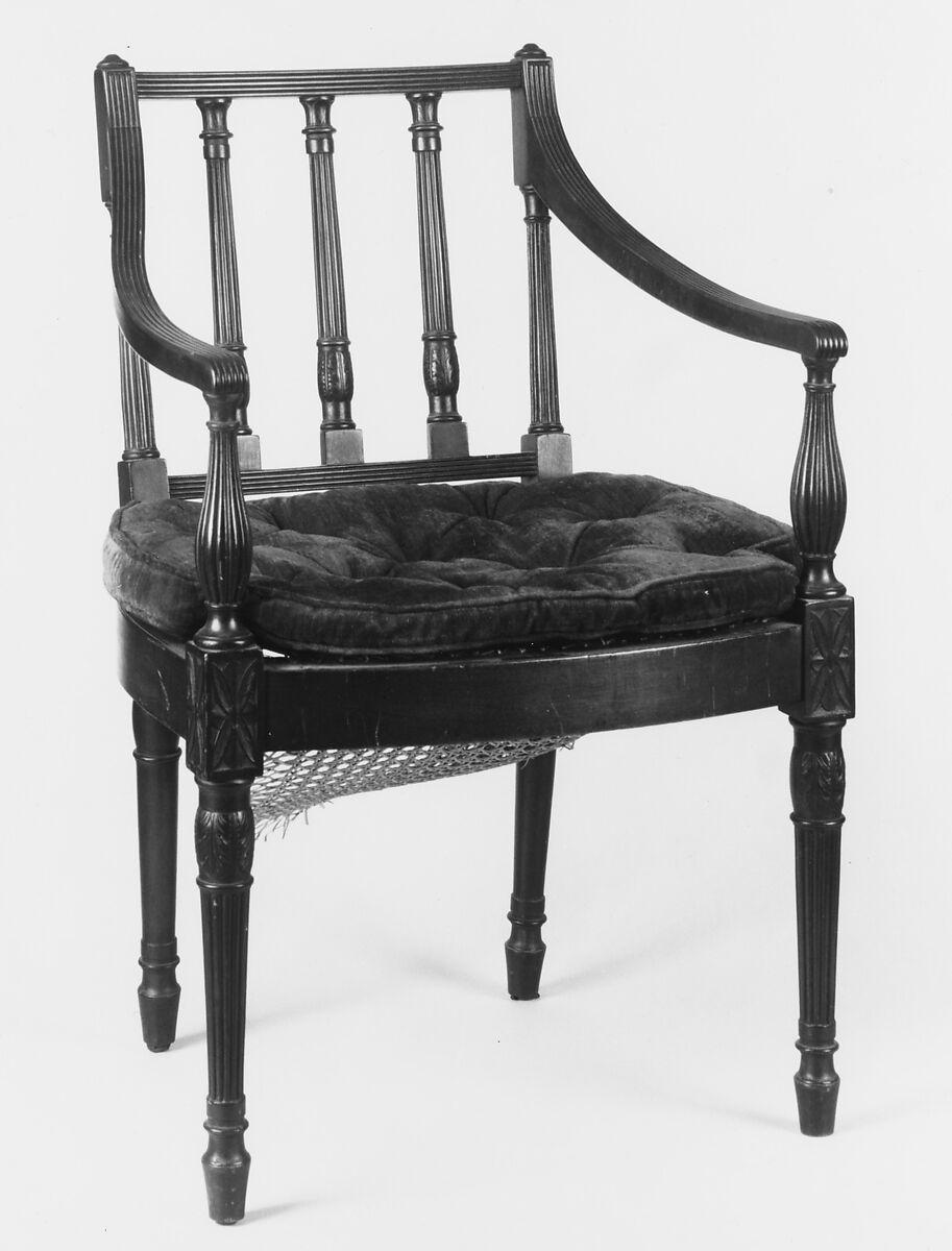 Square-back armchair, Mahogany, cane, American 