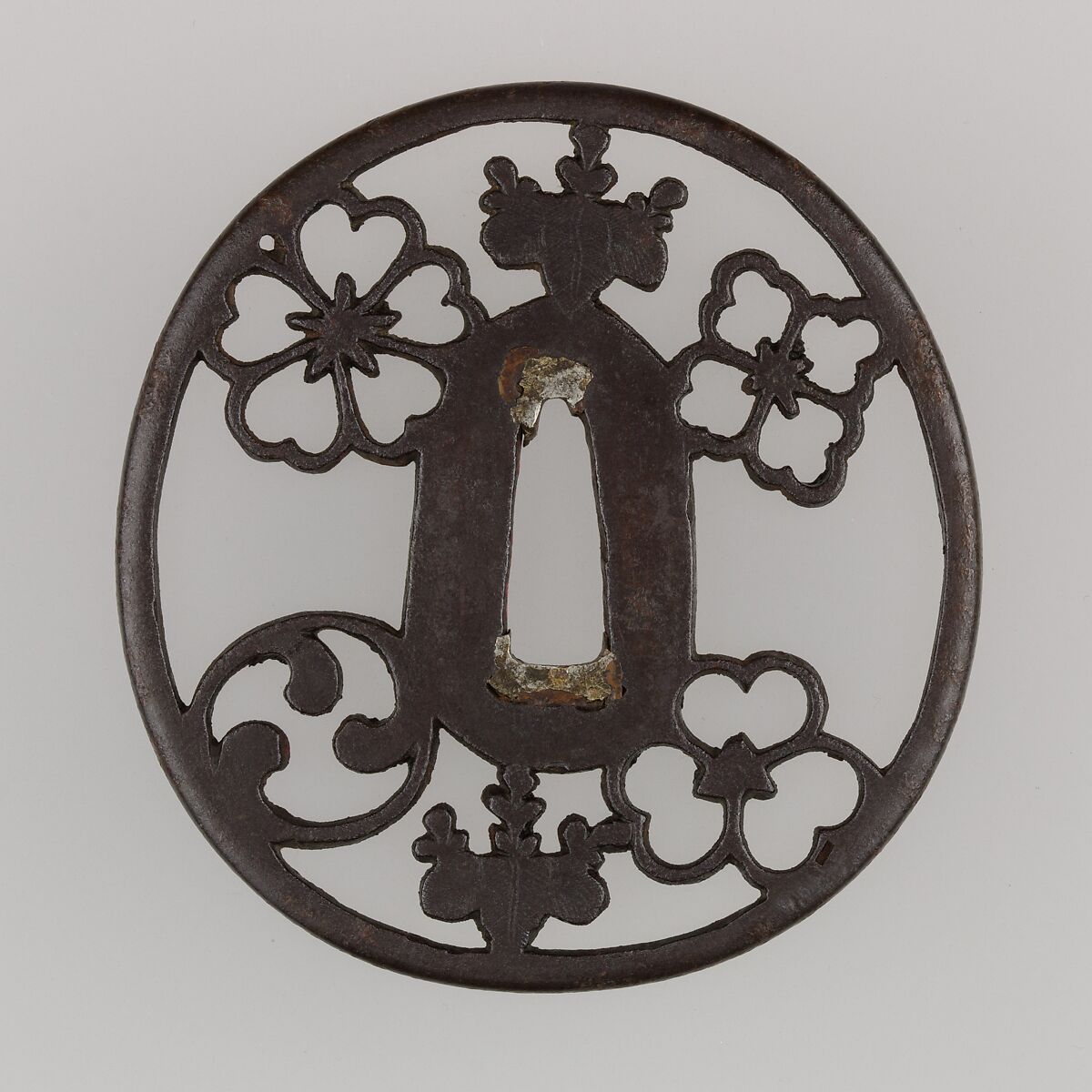 Sword Guard (Tsuba), Iron, copper, Japanese 