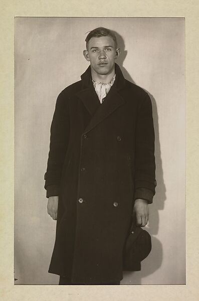 [Unemployed Man in Winter Coat, Hat in Hand], August Sander (German, 1876–1964), Gelatin silver print 