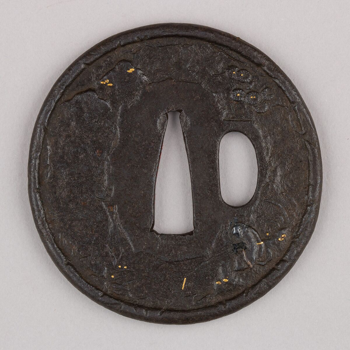 Sword Guard (Tsuba), Iron, gold, copper, brass, Japanese
