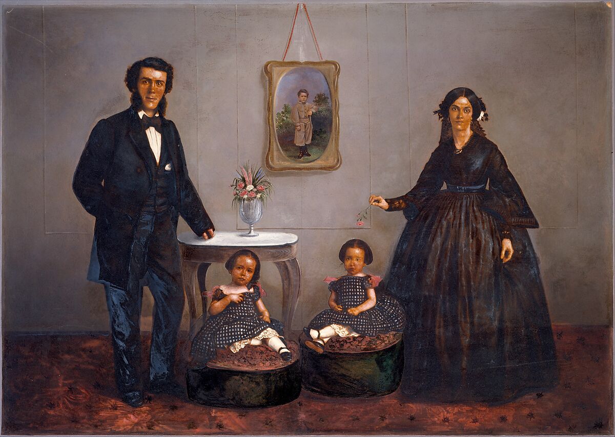 [Family Portrait], W. L. Germon (American), Salted paper prints with applied media 