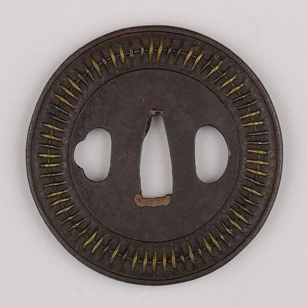 Sword Guard (Tsuba), Iron, brass, copper, Japanese