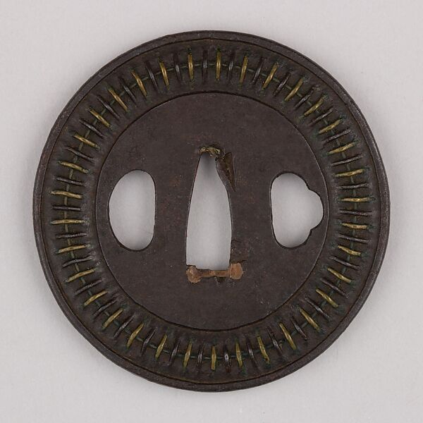 Sword Guard (Tsuba), Iron, brass, copper, Japanese 