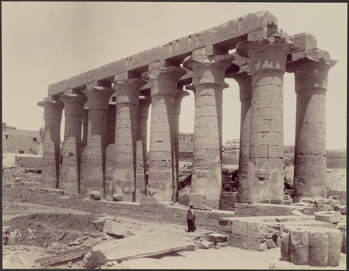 Luxor, vue du temple cote ouest, Antonio Beato (British (born Greece) Corfu, 1834–1906 Luxor, Egypt), Albumen silver print from glass negative 