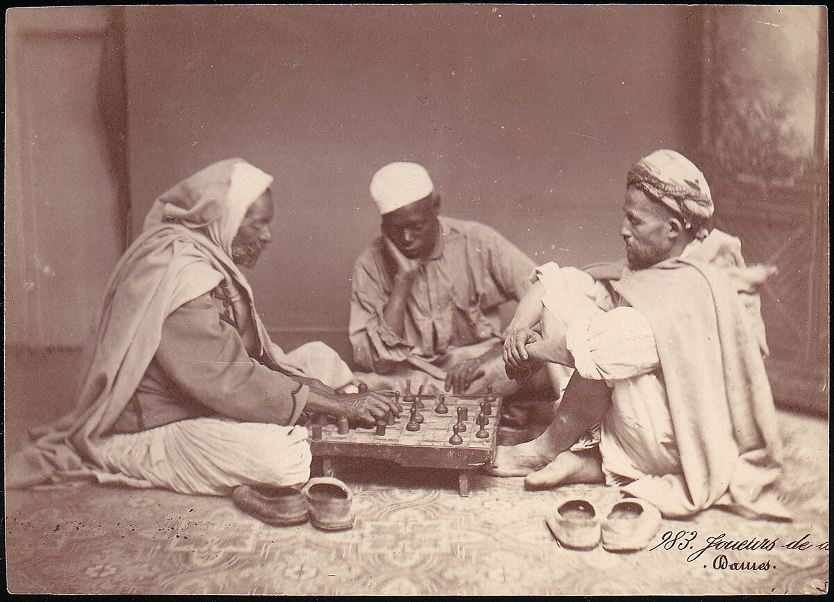 [Men Playing Chess, Damascus], Unknown, Albumen silver print from glass negative 