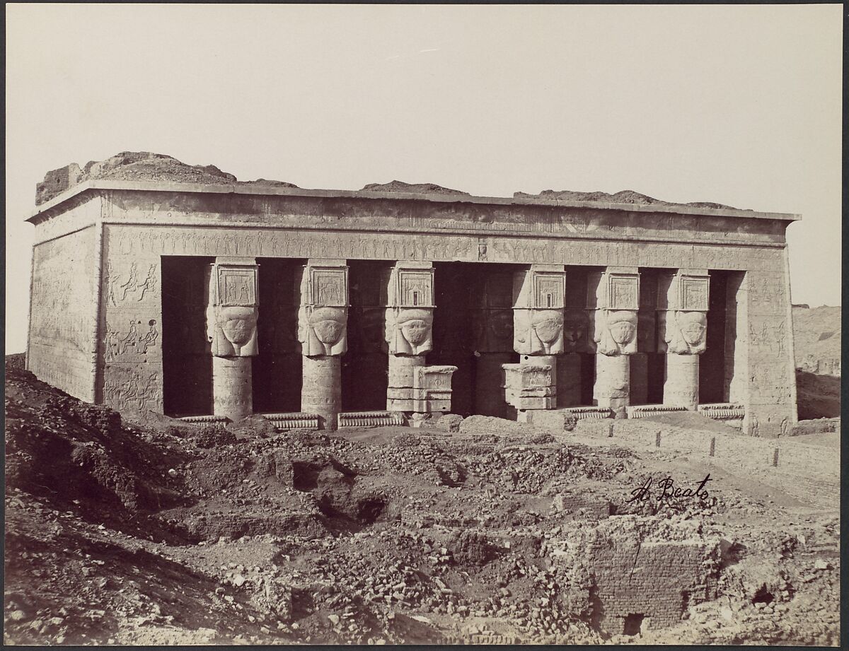 Temple a Denderah, Antonio Beato (British (born Greece) Corfu, 1834–1906 Luxor, Egypt), Albumen silver print from glass negative 