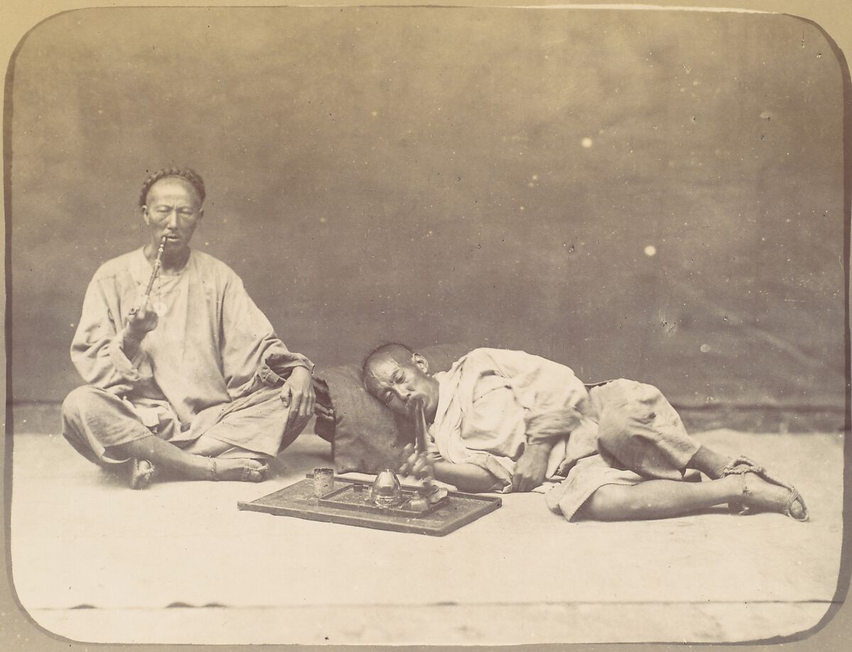 Opium smoker, William Thomas Saunders (British, 1832–1892), Albumen silver print from glass negative 