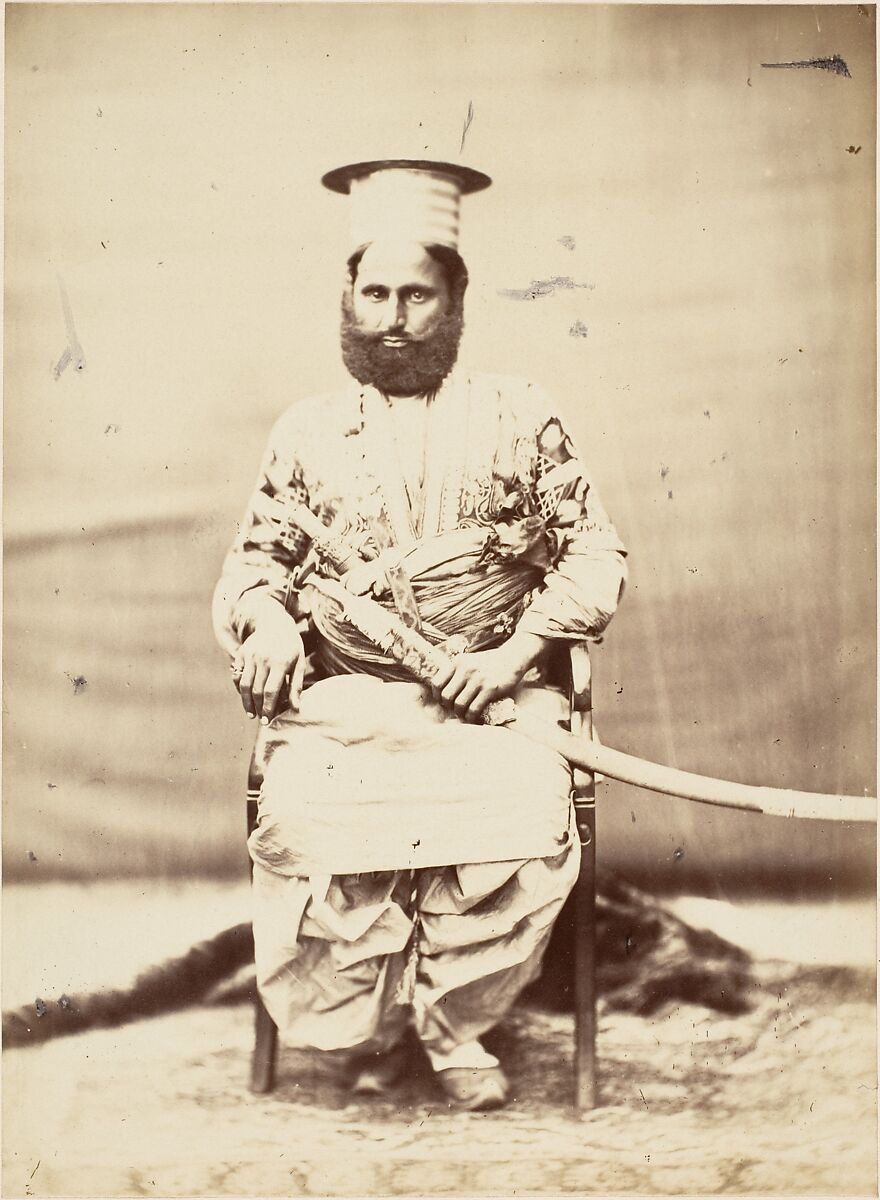 [Eastern Man with Beard and Sabre], Unknown (British), Albumen silver print from glass negative 