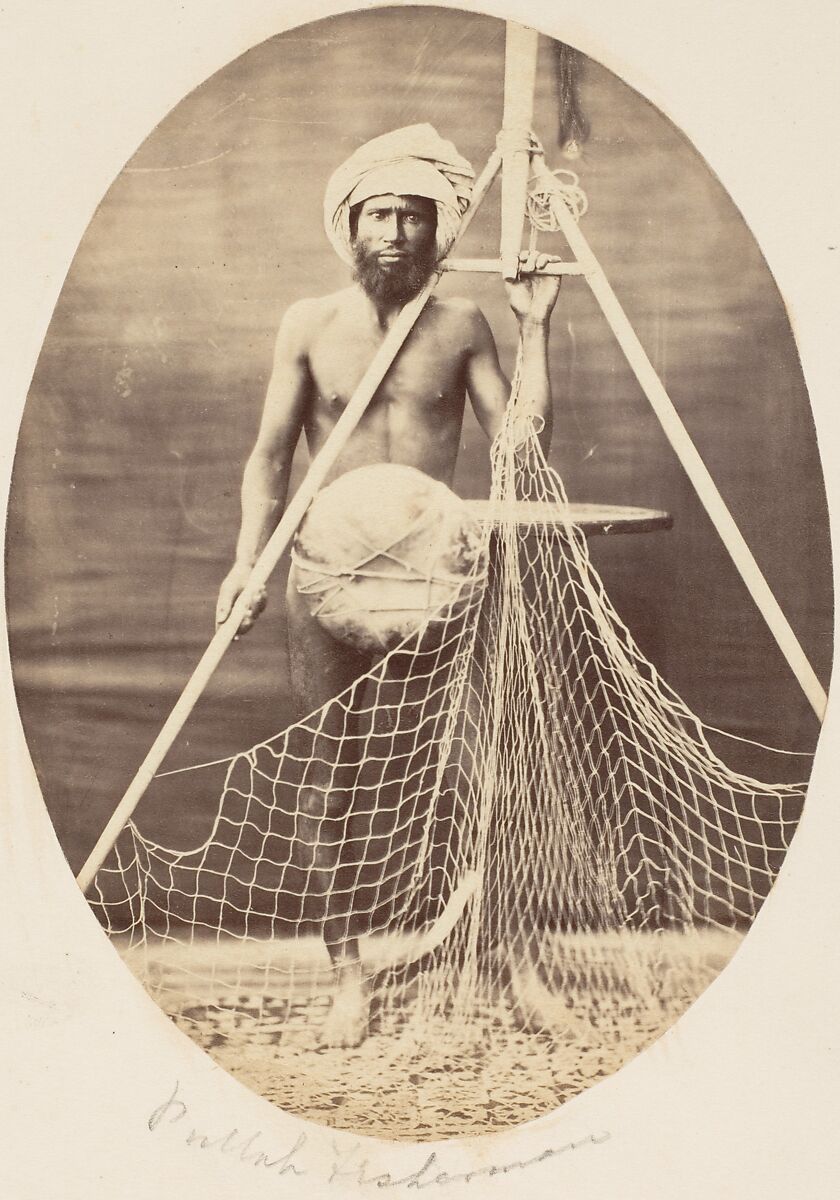 Pullah Fisherman, Unknown (British), Albumen silver print from glass negative 