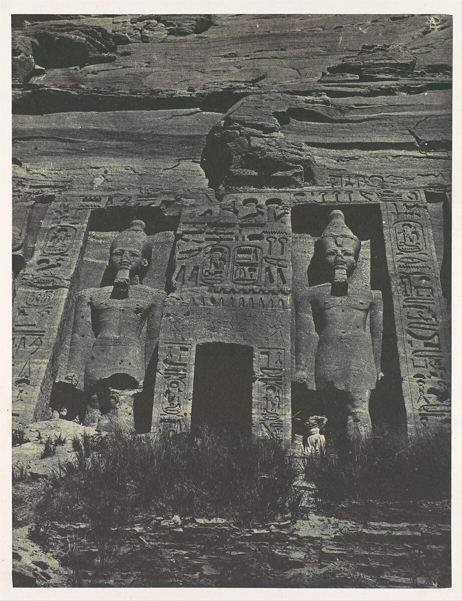 Nubie. Ibsamboul. Entrée du Spéos d'Hathor, Maxime Du Camp (French, 1822–1894), Salted paper print (Blanquart-Évrard process) from paper negative 